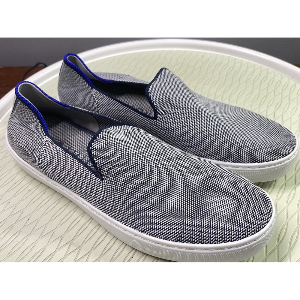 Rothys Womens Slip On Loafer Shoe Blue&White Comfort Casual Sz.9 EUC